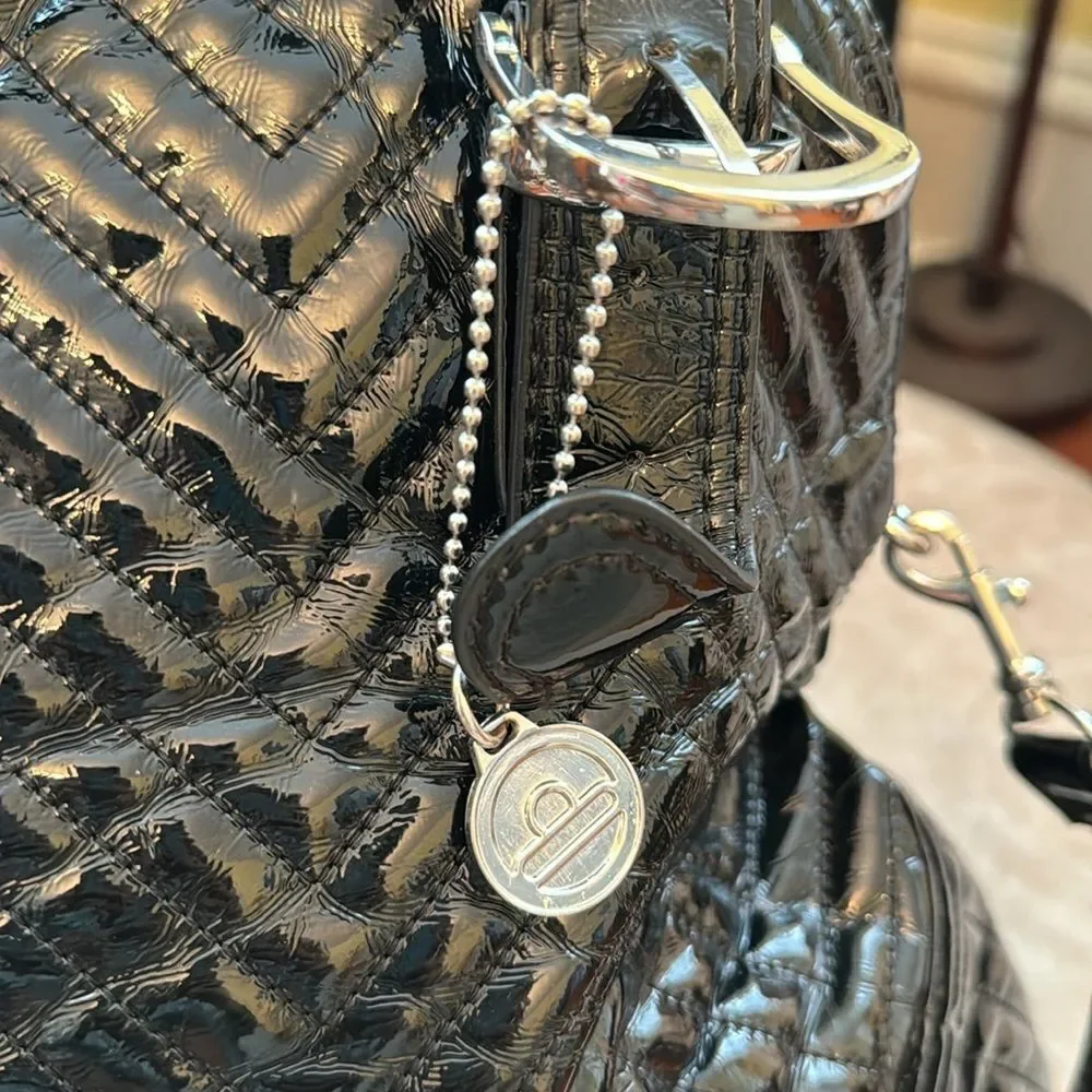 *Big Buddah* Large Quilted Black Patent Shoulder Bag EUC - Picture 6 of 10